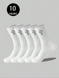 Men's Casual Mid-Calf Socks, 10 Pairs/20 Pairs, /, Odor-Resistant, Breathable, Sweat-Absorbent, Ideal for Daily Wear