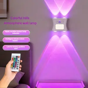 Intelligent ambient lighting, rechargeable motion-sensing night light, magnetic-attachment RGB color-changing LED ambient lighting, compact battery-powered indoor wall lamp, suitable for corridors, stairs, bathrooms and children's rooms (with USB-C interf