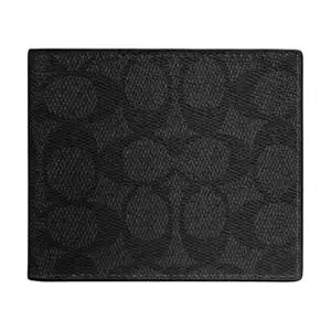 COACH Men's Logo-Print Coated Canvas Wallet in Black and Gray