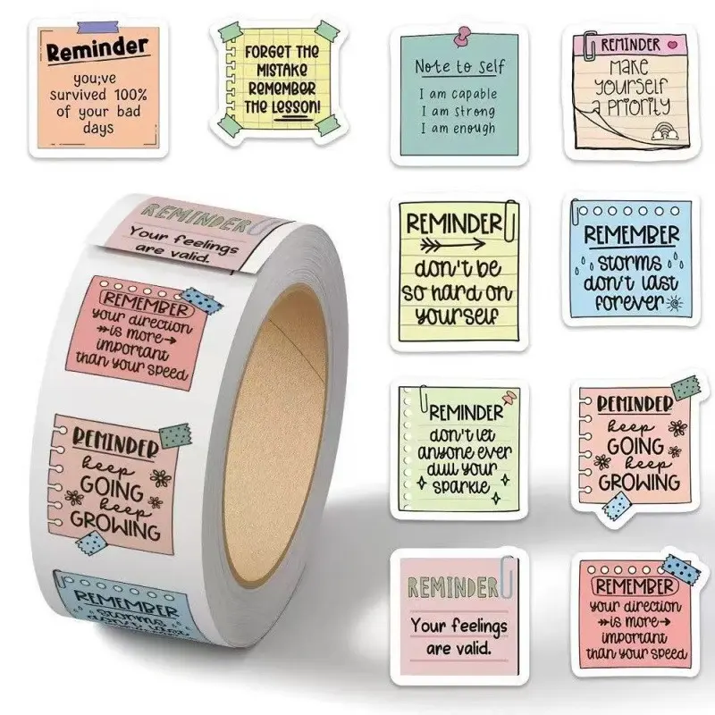 500 Sheets Roll Adhesive Notes, Cute Envelope Seals, Inspirational Stickers, Beautiful Sticky Notes, New Design Tape for Handbooks