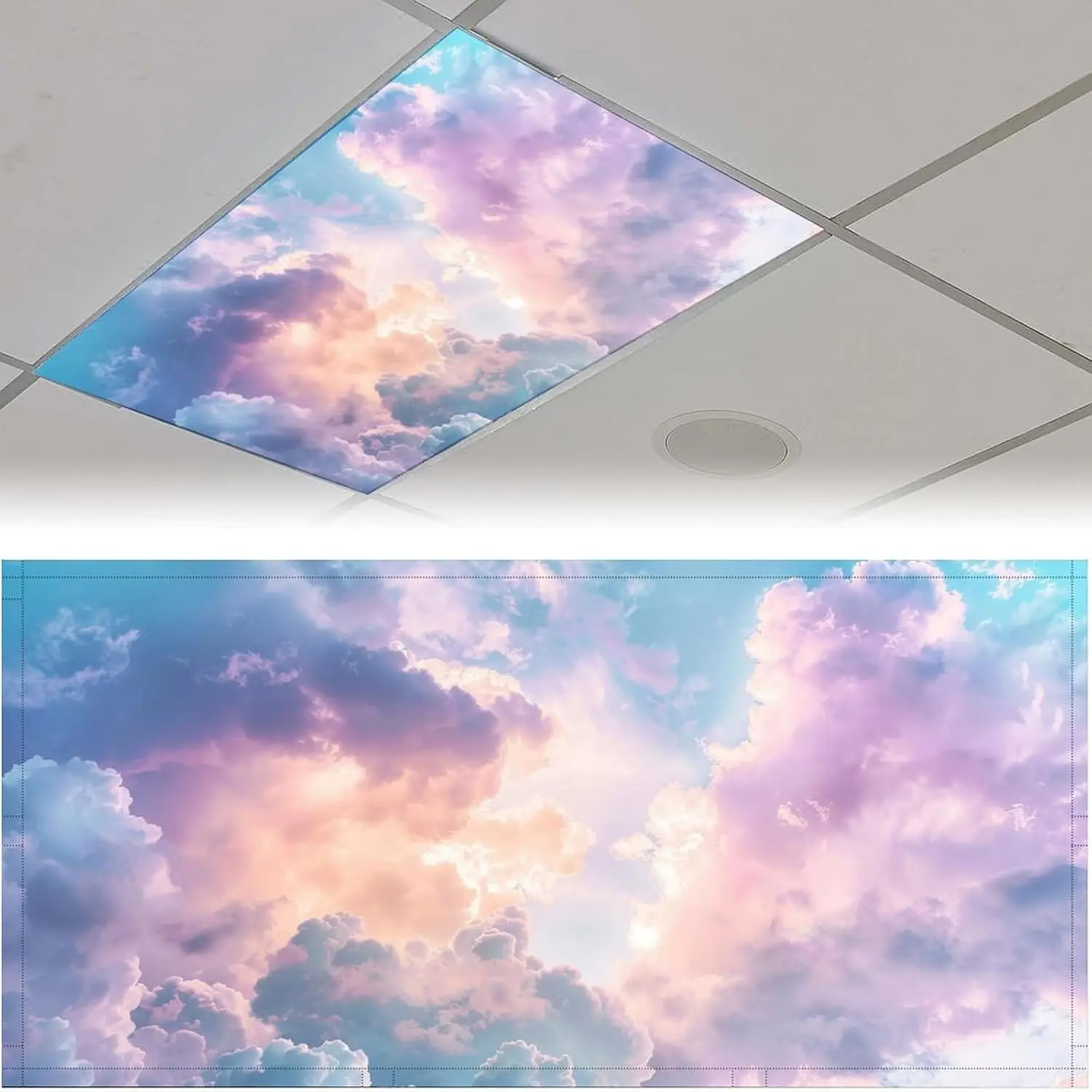 2 count Fluorescent Light Cover for Ceiling Light Classroom-Cloud  Light Cover Fluorescent Light Shade Panel,Decorative Film Filter for Reducing Harsh Glare Flicker  School Office Decorations