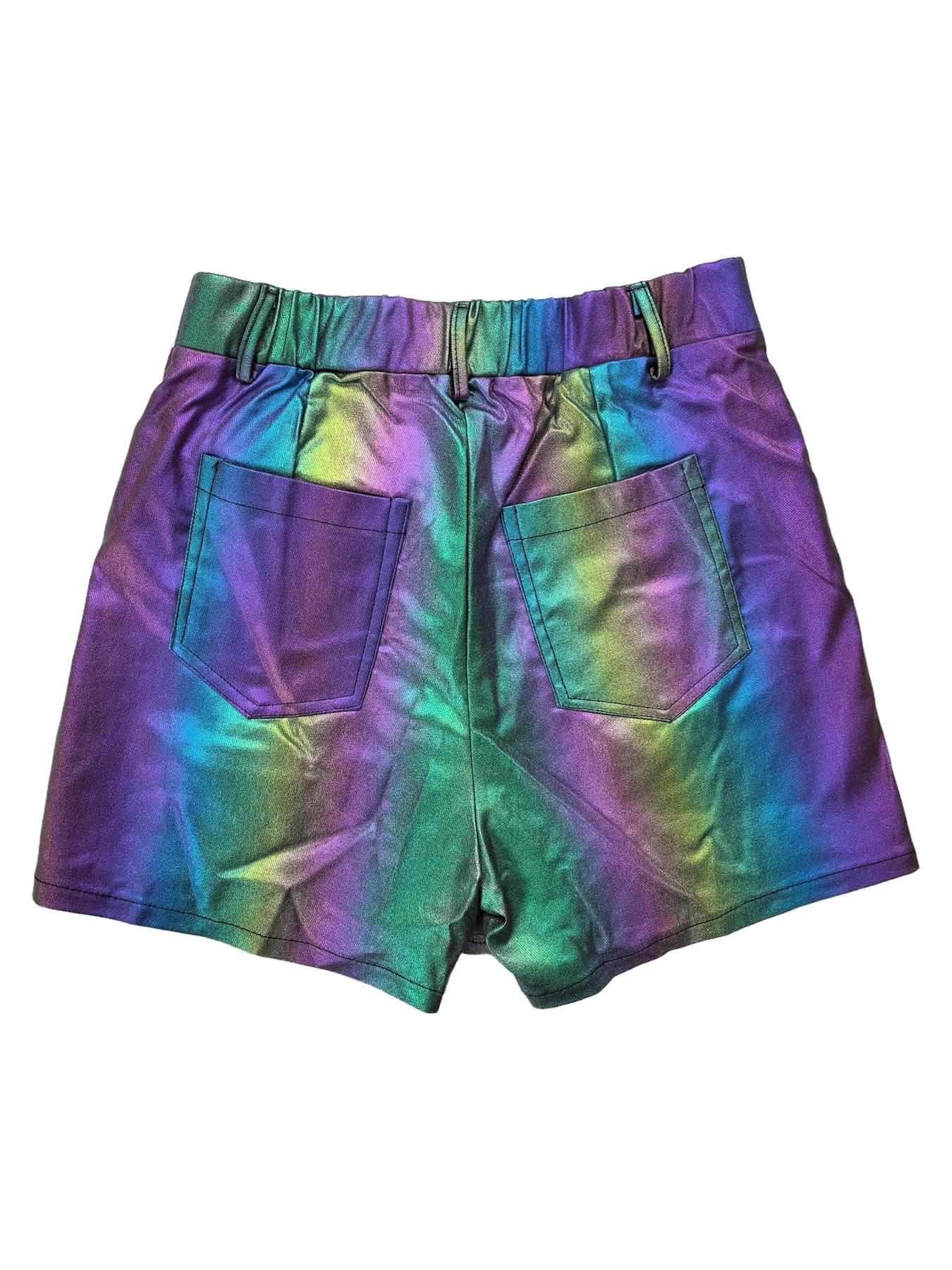 Women's Ombre Print Asymmetrical Hem Y2k Shorts, Casual Street Fashion High Waist Pocket Shorts for Daily Wear, Ladies Bottoms for All Seasons, Going Out Outfits Valentine's Day