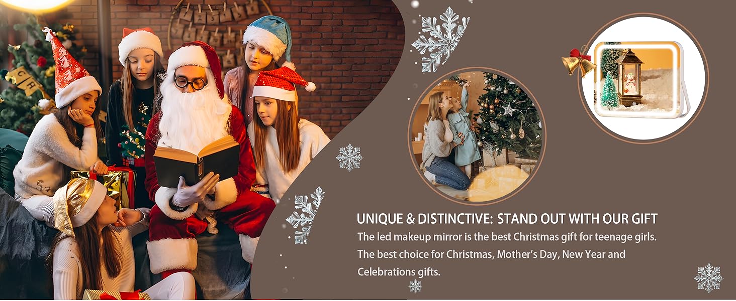 Mirror with Lights, 10" x 12" LED Makeup Mirror, 3 Modes Light, Dimmable, 360 °, Rectangle White Frame