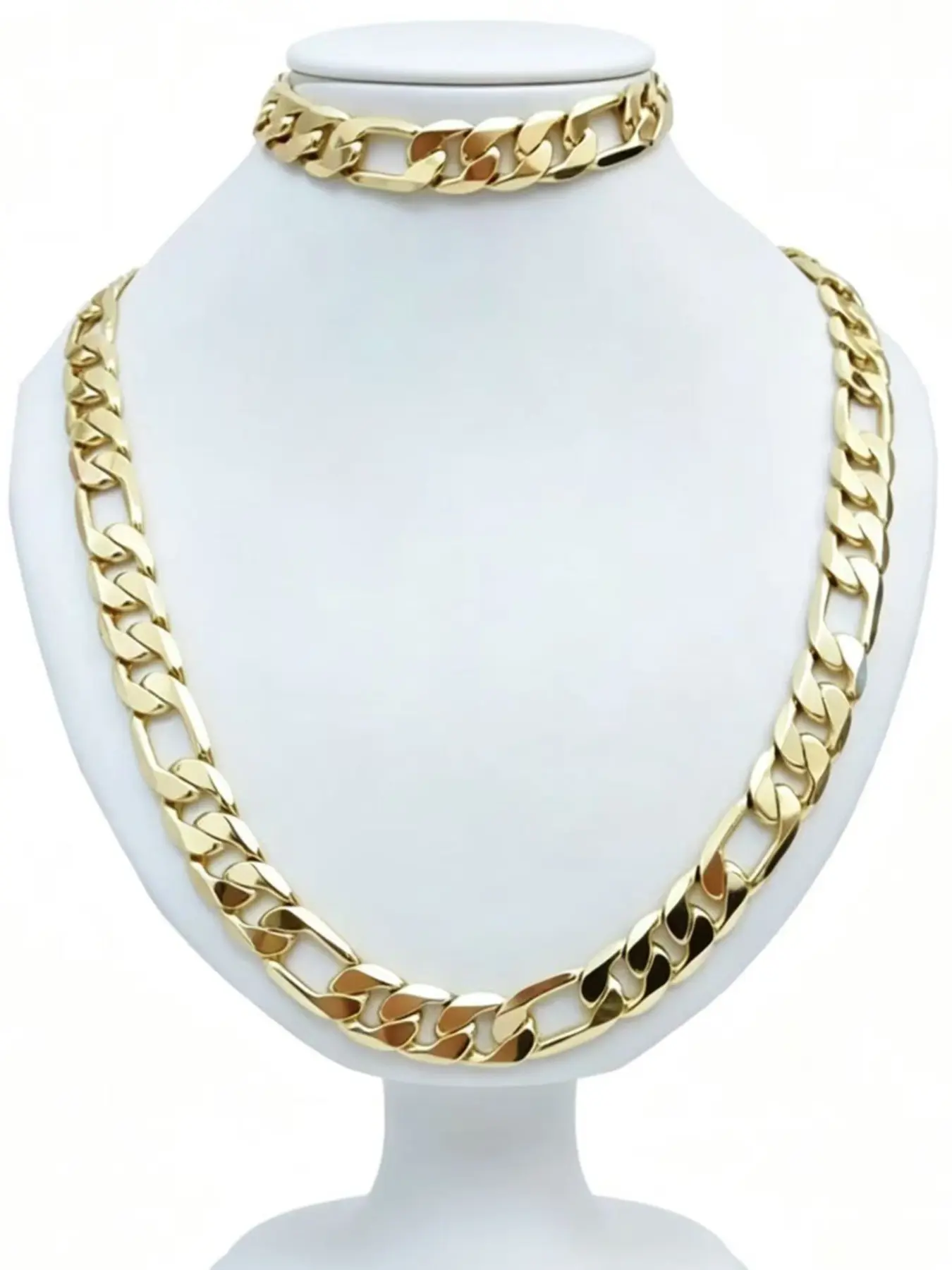 10mm/12mm Classic Fidelia Necklace Bracelet Set, 18k Copper, Punk Style, Unisex Jewelry, All Seasons Fashion Accessory