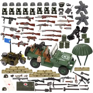WW2 Military Vehicles Weapons Pack 282 Pieces Army Building Block Toy Set WWII Car Tricycle Gear Helmets Vests Tools Bricks Model Compatible with Soldier Figures for Ages 4+fidget toys