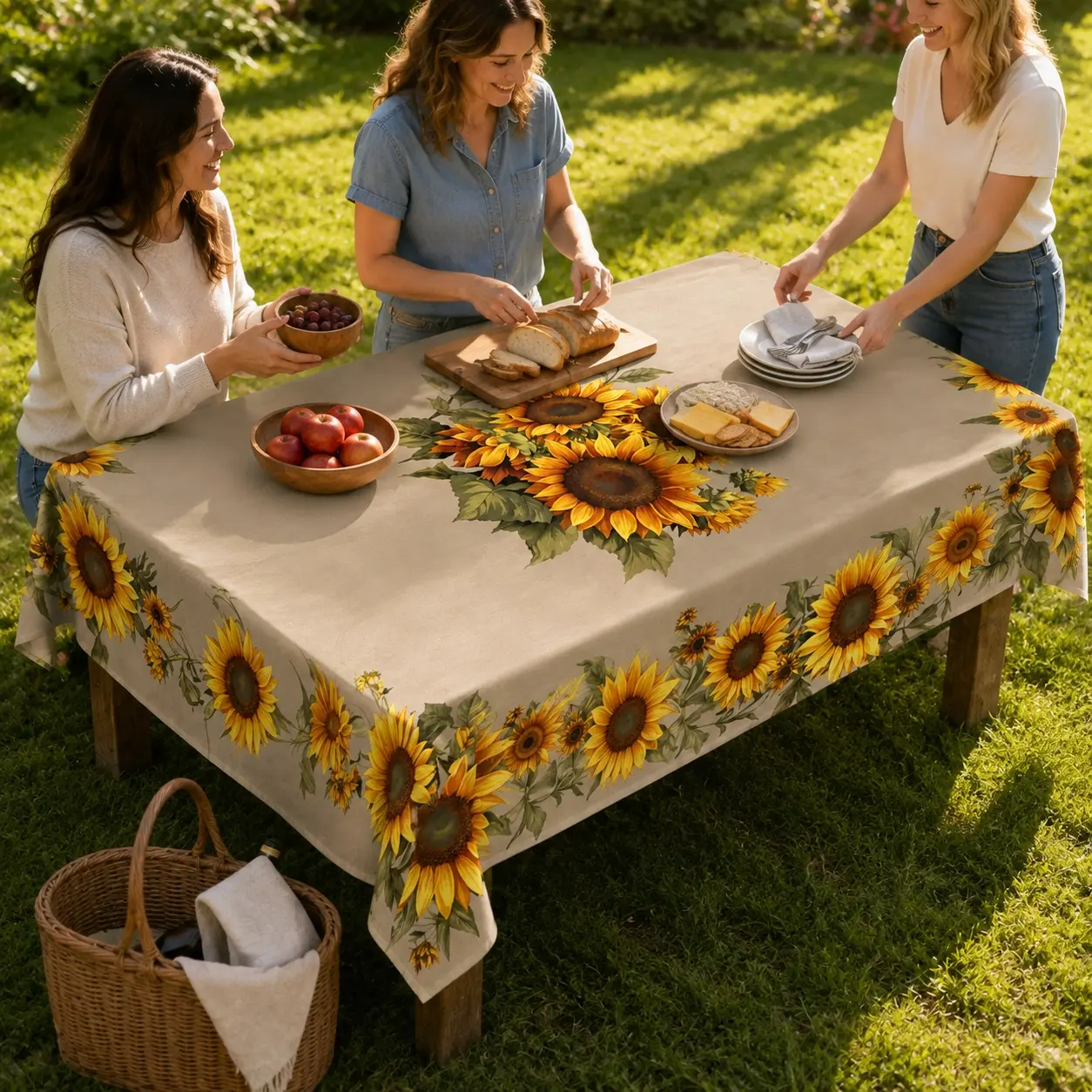 USA-Made Synthetic Polyester Printed Rectangle Tablecloth - Multi-Size, Washable, Reusable, Wrinkle-Resistant - Ideal for Home Dining, Outdoor Party Home Supplies (Photography & Printing Decor)