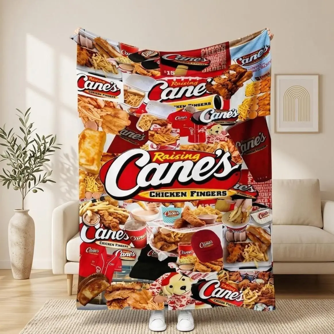 Chicken Restaurant Collage Flannel Blanket For Adults And Kids – Soft Cozy Plush Throw Blanket For Sofa, Bed, Living Room, Travel, Flight, Napping And Home Textile Gift