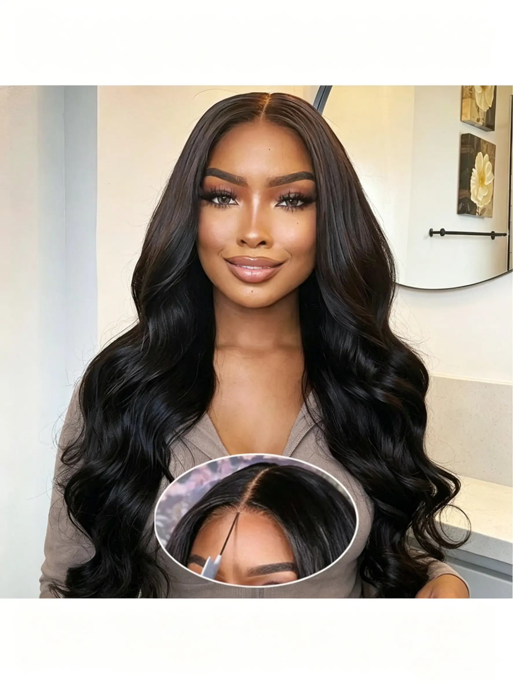 Glueless Wigs Human Hair Suitable for Women with 5x5 Lace Closure, Pre Plucked & Baby Hair, 180% Density Body Wave Curly Wig, Fluffy Natural Wig, Natural Color Wear & Go Wig for Small Head Friendly, Instant Volume, No Glue Application