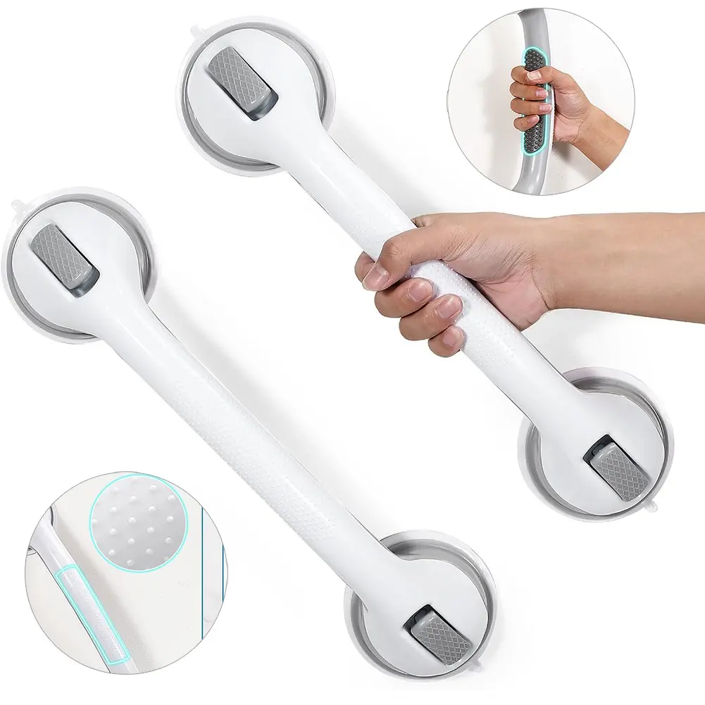 Suction Cup Grab Bars for Bathtub & Shower, No Drilling Safety Handrails, 330lbs, Non-Slip Bathroom Handles for Elderly Seniors