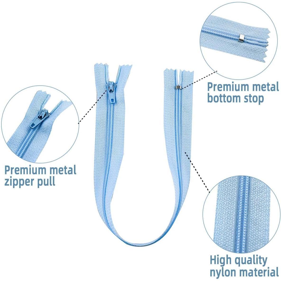 20 count Nylon Coil Zippers Sewing Zippers for Tailor Sewing in 20 Assorted Colors Colorful Crafts Bulk Zipper Supplies Mixed Color Invisible Zippers for Bags Garment Craft DIY Accessories (12 Inches)