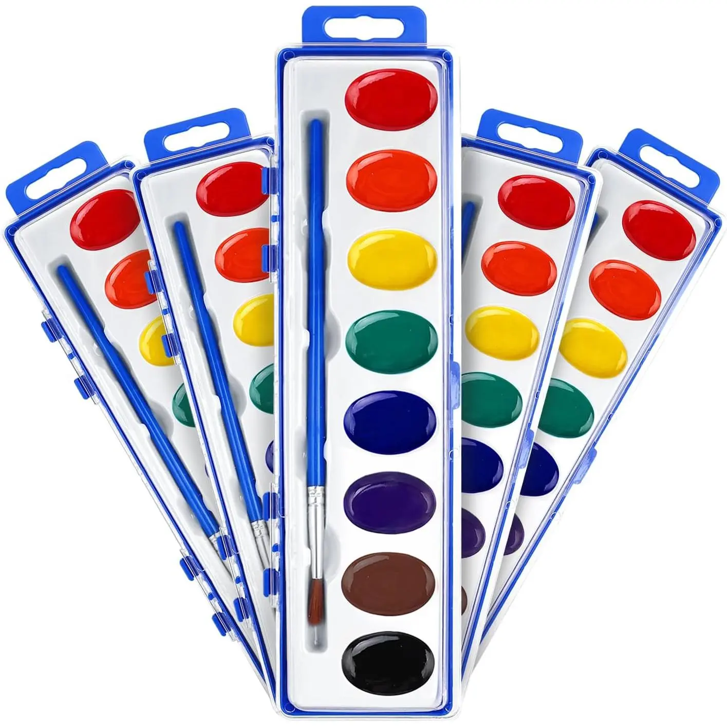 Watercolor Paint Set Bulk, 5 Pack, 8 Colors Watercolors Paint with Paintbrush, Washable Watercolor Paint Set Kids for Parties, Birthday Party Favor, Valentines for Kids Classroom.fidget toys