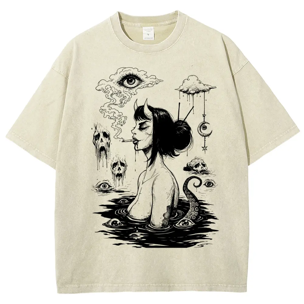 Vintage Washed Tee 90s Men's Graphic Tee t Shirts Funny Graphic Tee Good Graphic Tees Graphic Tees Streetwear Outfits Men Vacation Outfits Oversized Tshirt Men