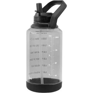 Motivational water bottle with straw lid and time markers - leak-proof, BPA-free, for tracking daily water intake