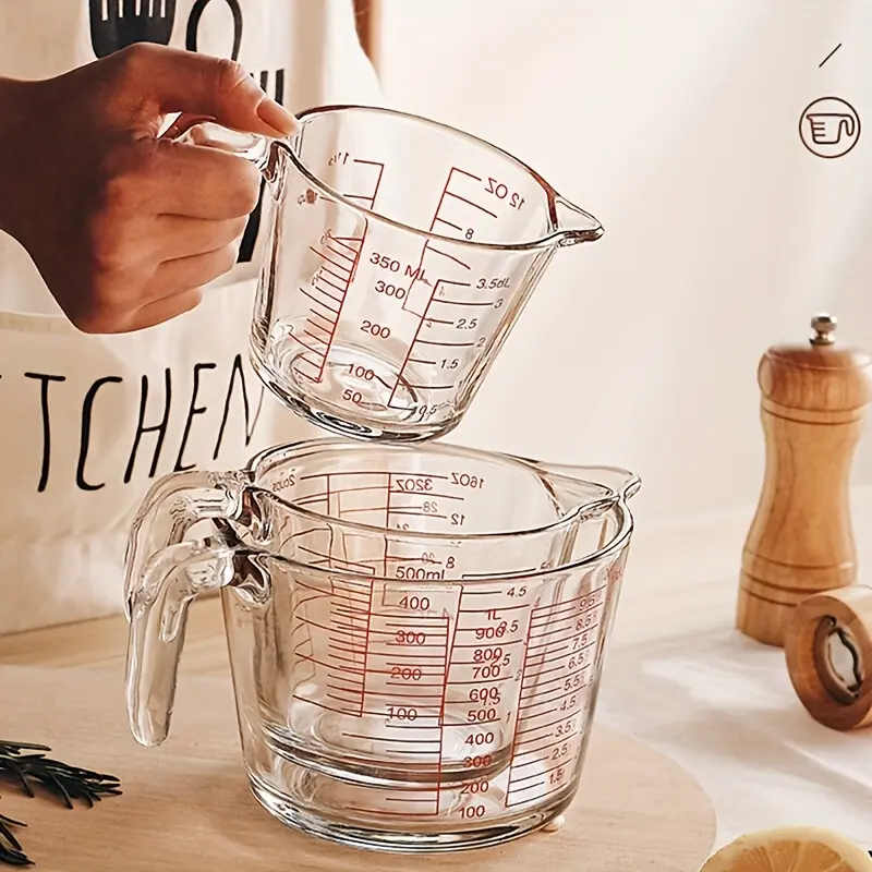 3 Piece Glass Measuring Cups Set Heat Resistant with Precise Markings Ergonomic Handle 11.8 16.9 33.8 Oz Food Grade for Baking Kitchen Essentials