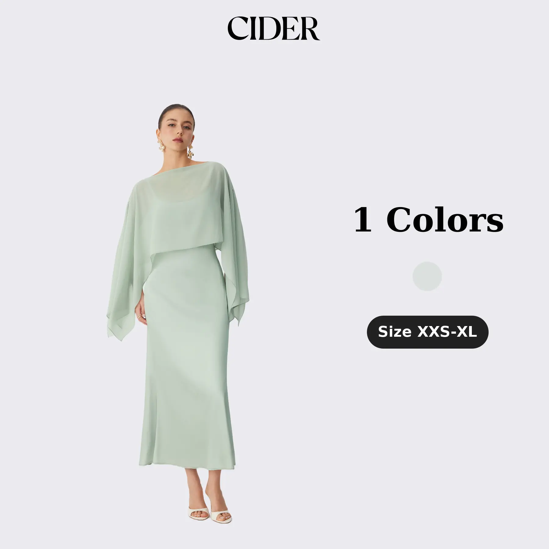 Cider Satin Off-shoulder Cloak Sleeve Wrap Mermaid Maxi Dress SohoChic