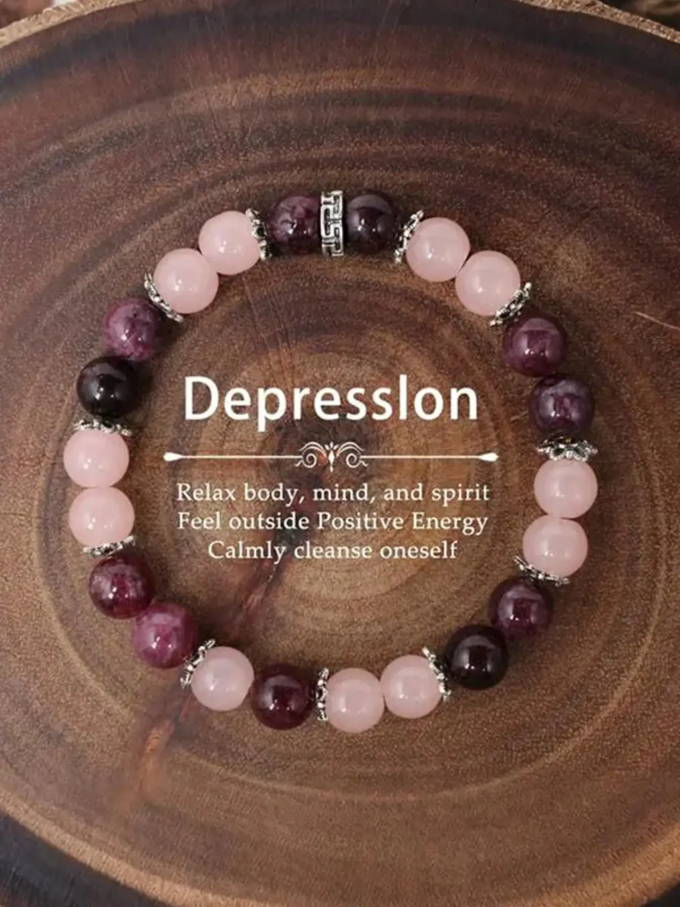 Healing Crystal Bracelet for Depression, Rose Quartz Anxiety Relief Jewelry, Natural Gemstone Stress Relief Wristband, Mindfulness Accessory, Calming Energy Bracelet, Self-Love Jewelry, Wellness Gift, Boho Chic Bracelet, Crystals Bracelets