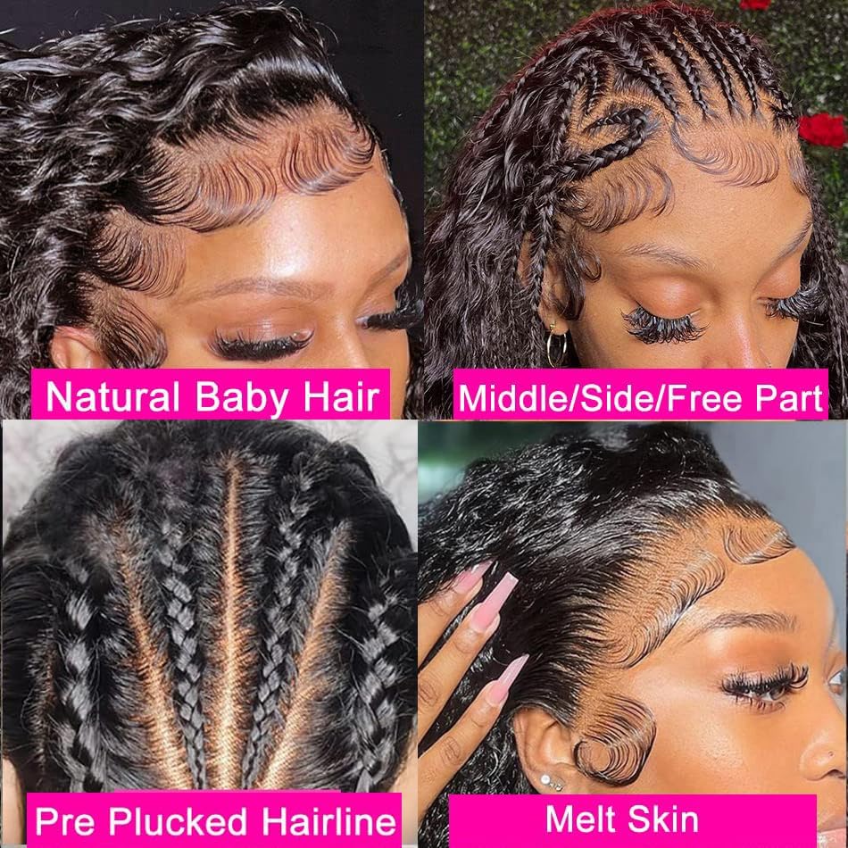 Bling Hair Clearance Sale Deep Wave Brazilian HD Transparent Lace Frontal Wig for Women 13x4 13x6 Lace Human Hair Wig Curly Pre Plucked 30 32 Inches 180% Natural Hairline