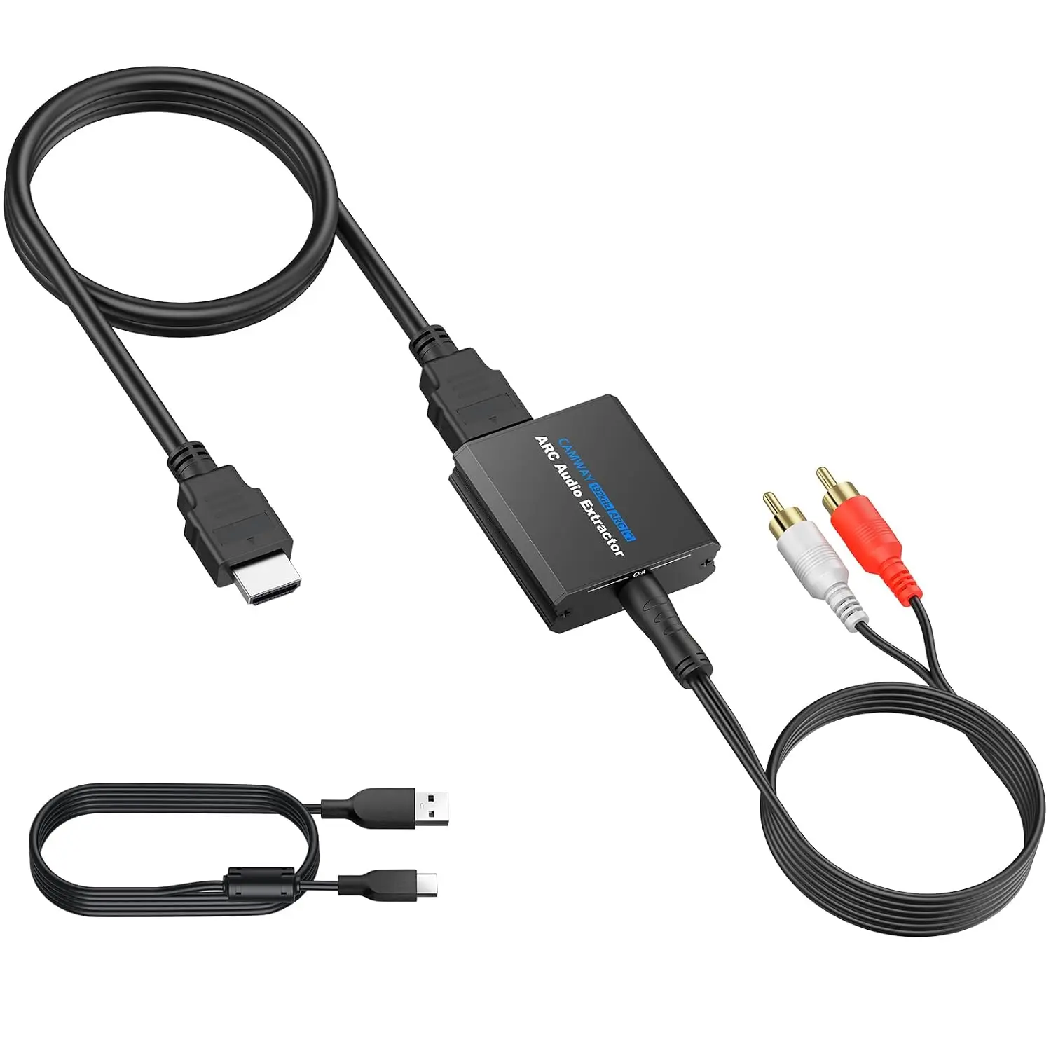 CAMWAY 192KHz ARC Audio Extractor - ARC to 3.5mm Audio Adapter for TV to Sound System Headphone, ARC Converter Built-in Professional Amplifier Chip with 3.5mm Cable(Not for HDMI,eARC Interface)
