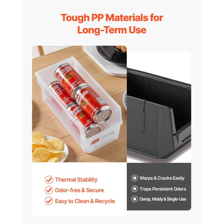 VEVOR Plastic Stackable Storage Bins, 10.9x 5.5x 5.1 inch (8 Pack), Plastic Containers for Organizing Storage Bins for Closet, Garage, Small Parts, Office Supplies, Other Accessories, Transparent