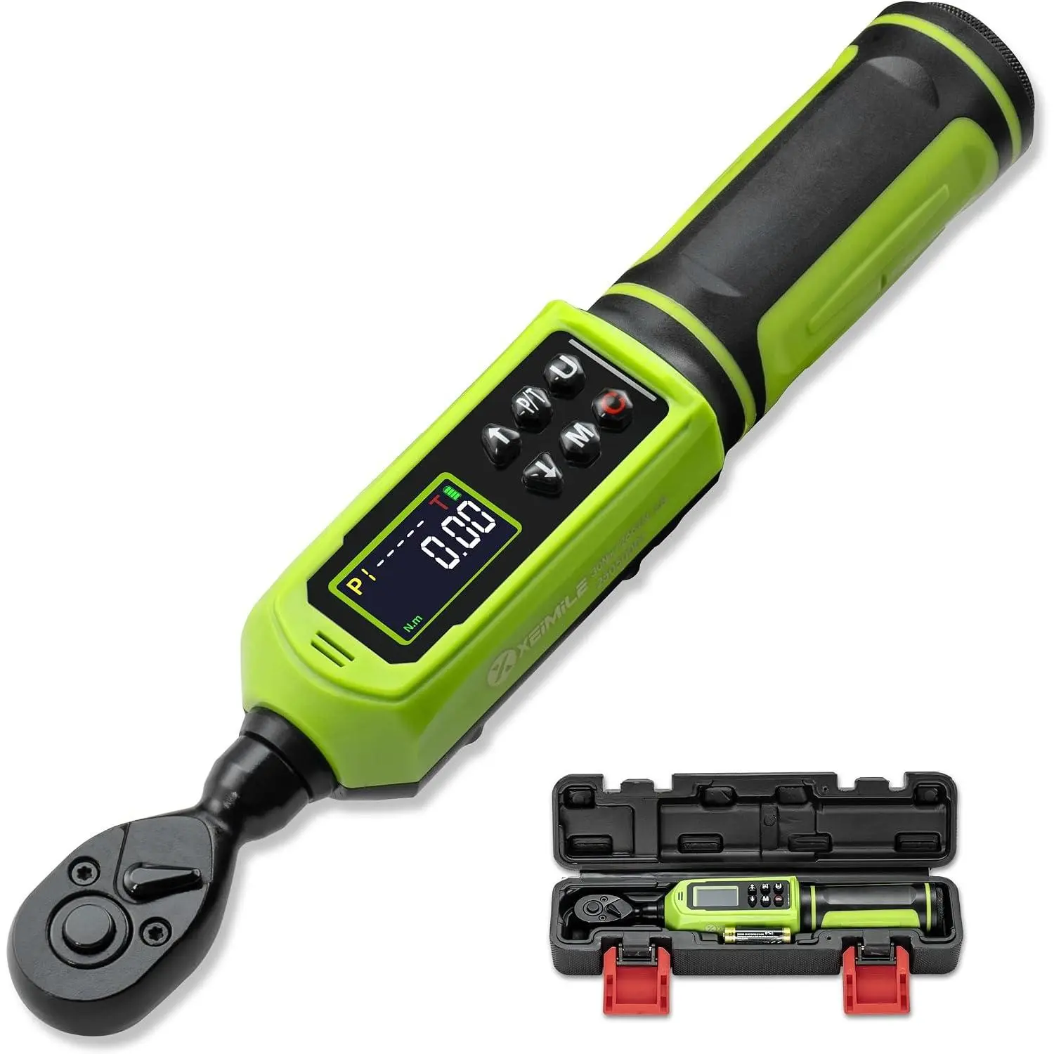 Digital Torque Wrench 1/4" Drive-4-266In.Lb/0.45-30N.m, Electric Torque Wrench With Vibration Buzzer LED ,±2% Accuracy Five Units for    Auto Repair,DIY,Green Black