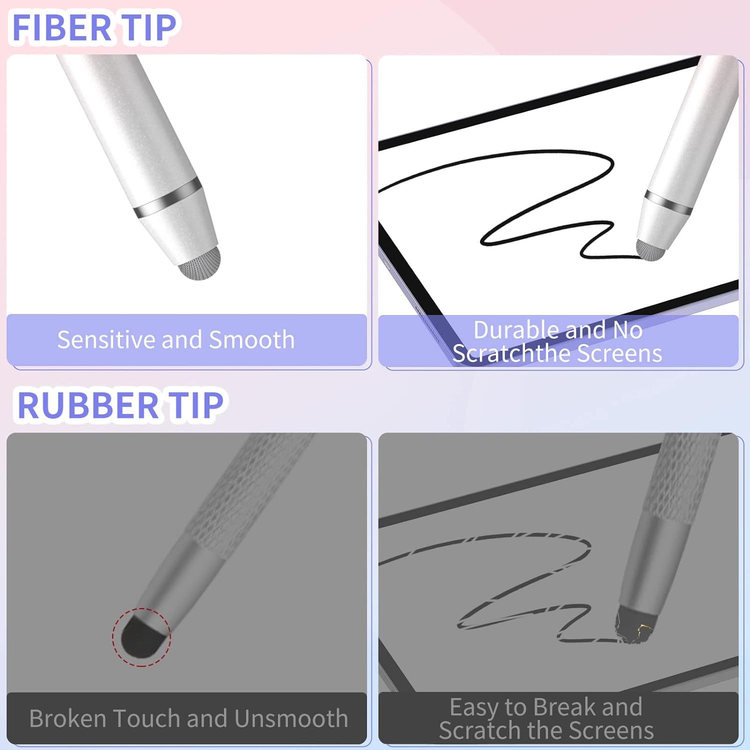 Durable Touch Screen Stylus Pen, Touch Screen Pen, Stylus Pen for iPhone/iPad/Tablet Android/Microsoft Surface, Tablet & Computer Accessories Compatible with All Touch Screens