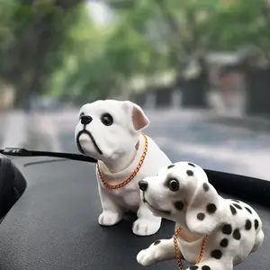 SleekHush Spotted Puppy Bobblehead Dog Ornament - PU Leather, Compact Vehicle Car Accessory, Bobble Motion Dashboard & Car Desktop Decor, Stress Relief Gift for Pet Lovers