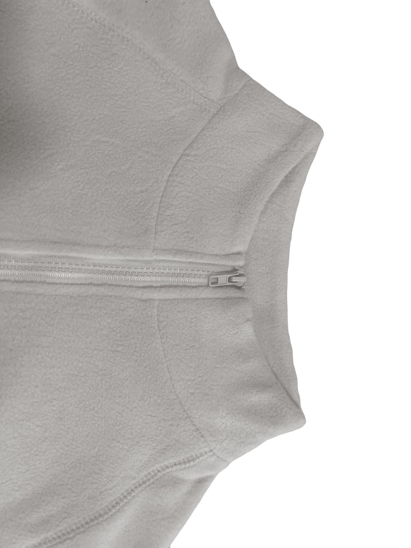 Women's Solid Raglan Sleeve Zip Up Polar Fleece Jacket, Casual Long Sleeve Stand Collar Outerwear for Spring & Fall, Ladies Clothes for Daily Wear