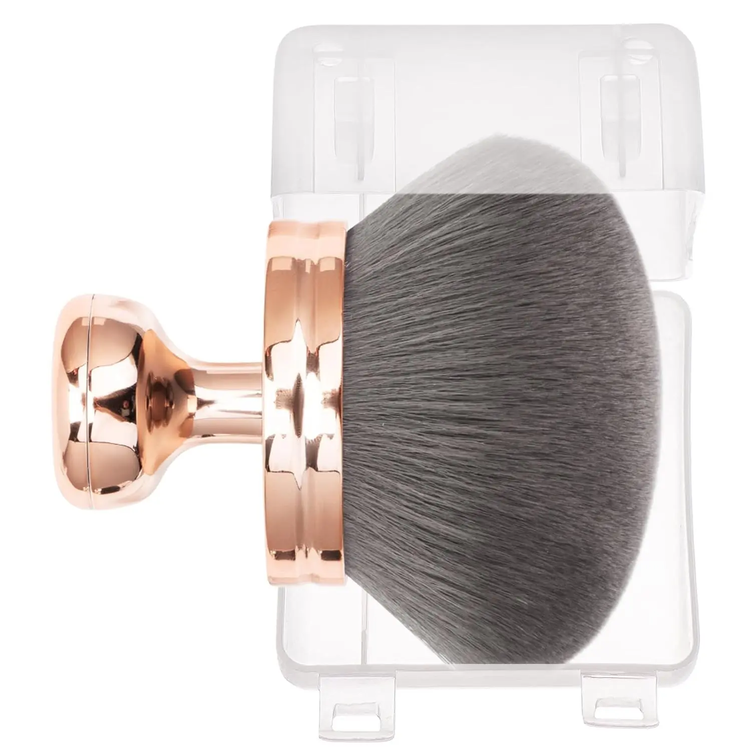 Women's 76mm Wide Round Head Kabuki Body Makeup Brush - Wide Coverage Self Tanner Applicator with Protective Case (Rose Gold)