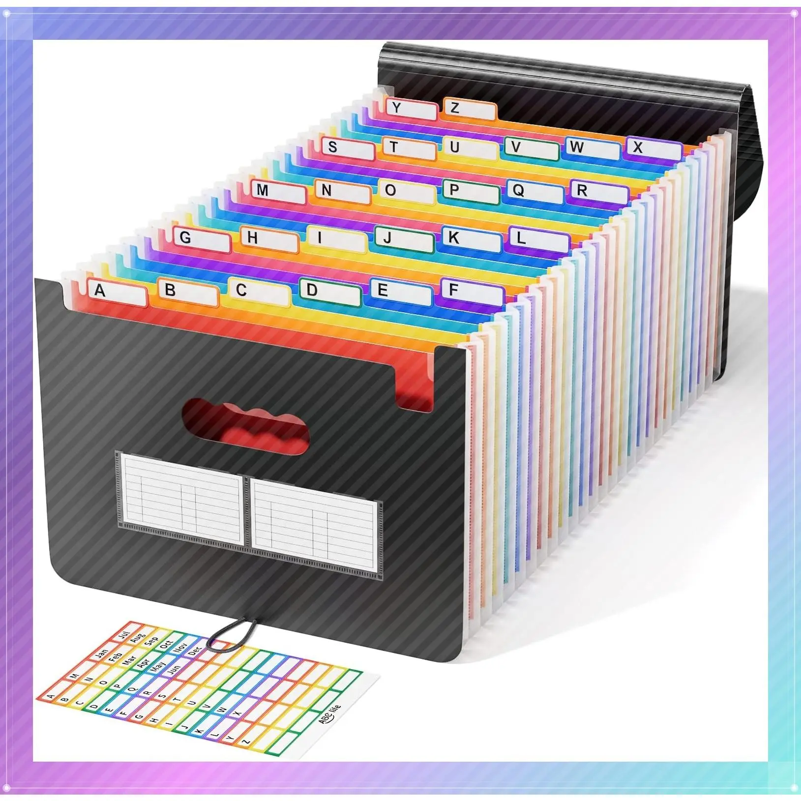 26 Pockets Accordion File Organizer, Expanding File Folders | for Letter/A4 Size, File Organizer with A-Z Tabs for Bill Tax Receipt, File Folders for School, Home, Office OrganizationGift