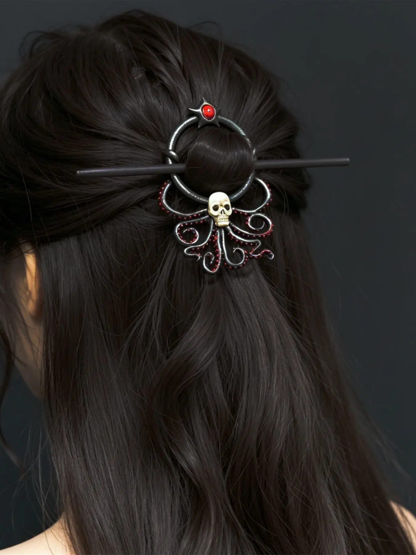 Vintage Bronze Skull Octopus Tentacle Hairpin, Gothic Witch Hair Clip, Retro Animal Design, All-Season Accessory, Women's Headwear Gift