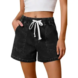 Cicy Bell Womens Baggy High Waisted Jean Shorts Summer Wide Leg Jorts Casual Drawstring Denim Shorts