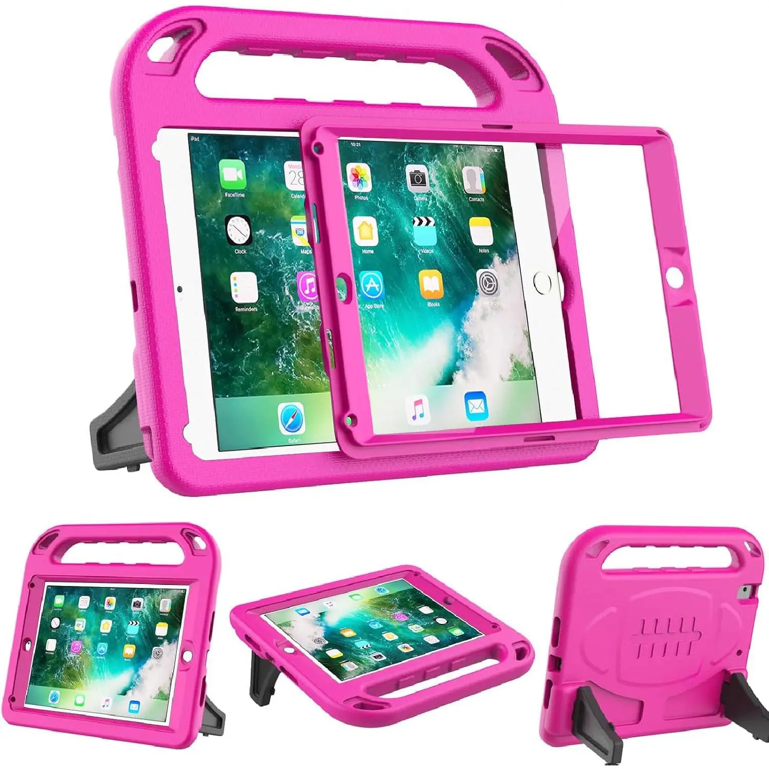 Case for iPad 6th/5th Generation (iPad 9.7-inch, 2017/2018), iPad 9.7/Air 2 Case with Screen Protector, Shockproof Handle Stand iPad 6th 5th Generation Cases for , Rose