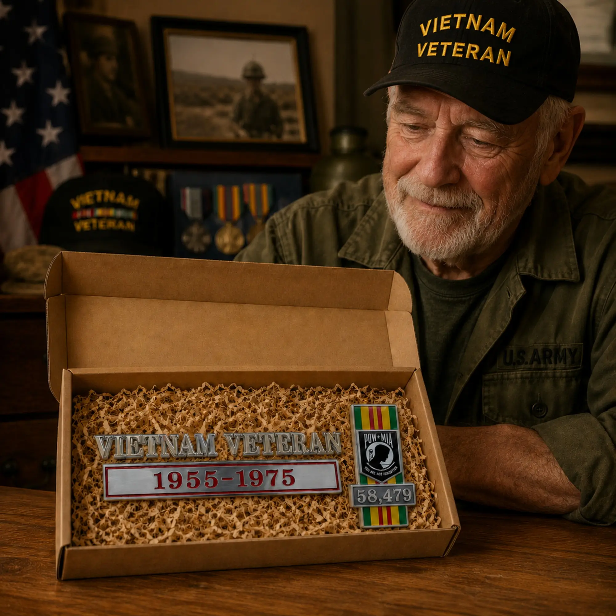 The US Vietnam Veterans 1955-1975 Commemorative Metal Badge is a timeless tribute to those who dedicated themselves, sacrificed, and were never forgotten. Crafted from high-grade metal, it boasts a substantial feel and exudes premium quality.
