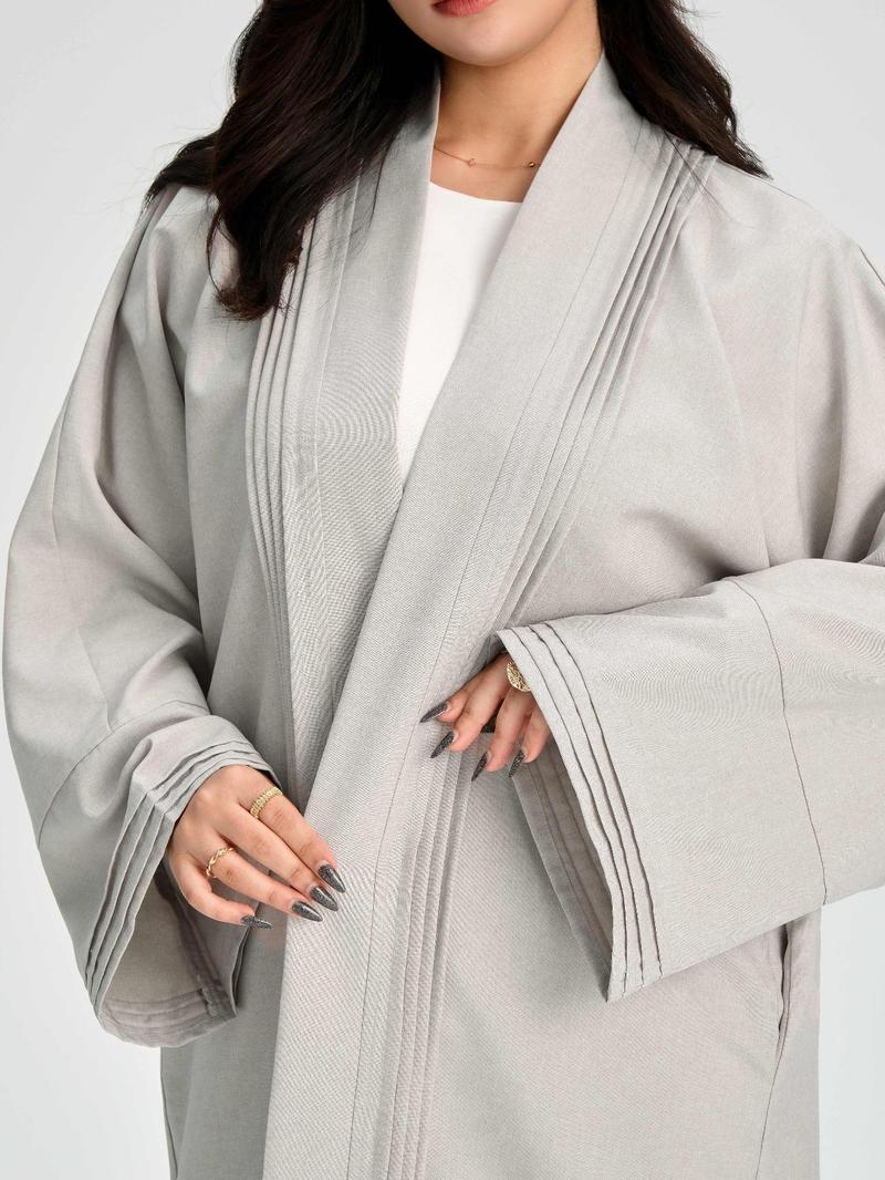 Women's Solid Color Long Sleeve Abaya, Casual Comfy Long Dress for Muslim Women, Women's Islamic Clothing for Daily Wear, Modest Muslim Outfits