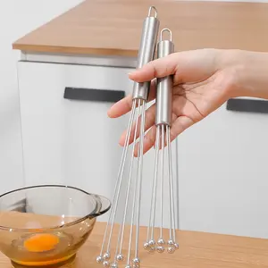 Stainless Steel Ball Whisk Set, 2 Pcs Handheld Mini Whisk, Ideal for Eggs, Cream, Dough, Baking Tools, Kitchen Accessories, Christmas Gift