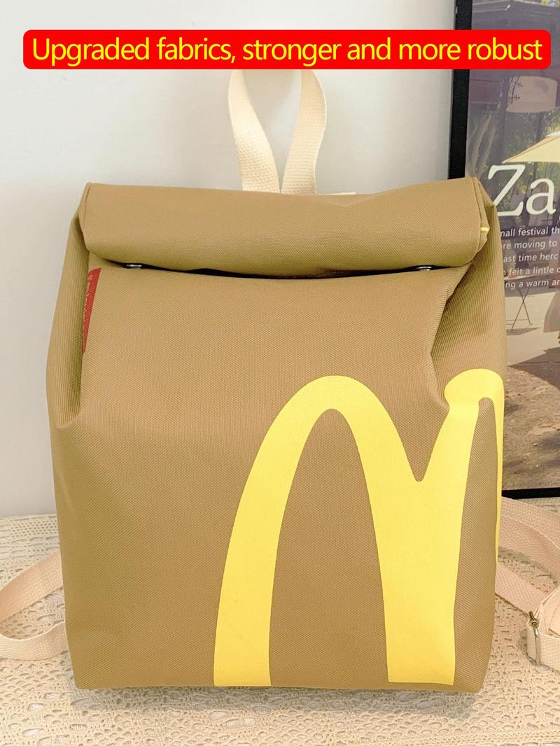Creative McDonald's Bag Design Backpack, Large Capacity Student Class Backpack, Cute and Versatile Backpack for Women & Men, Stylish Daypack