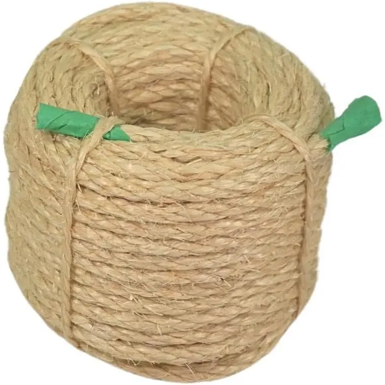 100% Natural Ultra Durable Chemical-Free Brazilian Sisal Rope, Ideal for Cat Scratching Post Replacement, DIY Crafts, Home Decor and Garden (1/4” 50ft / 6mm 15m)