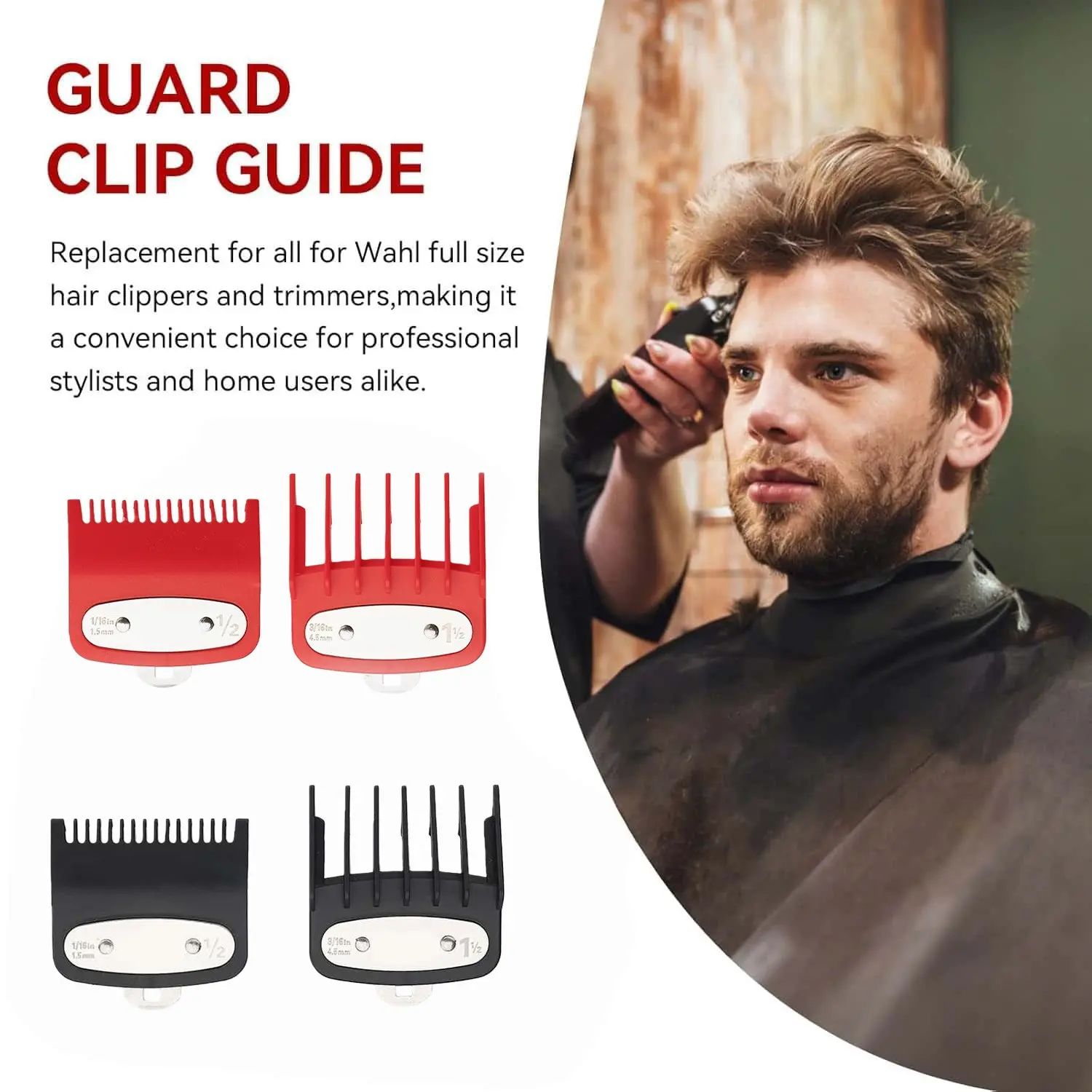 Professional Hair Clipper Guards Cutting Guides Fits for Most Wahl Clippers, Guard Number : # 1/2