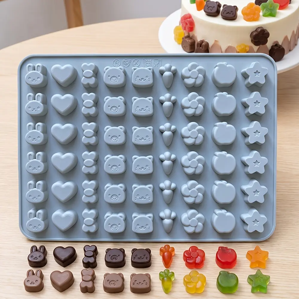 2pc 54-Hole Animal Rabbit Shape Chocolate Silicone Mold, Suitable for Chocolate, Candy, Gummy, Cake Decoration Tools
