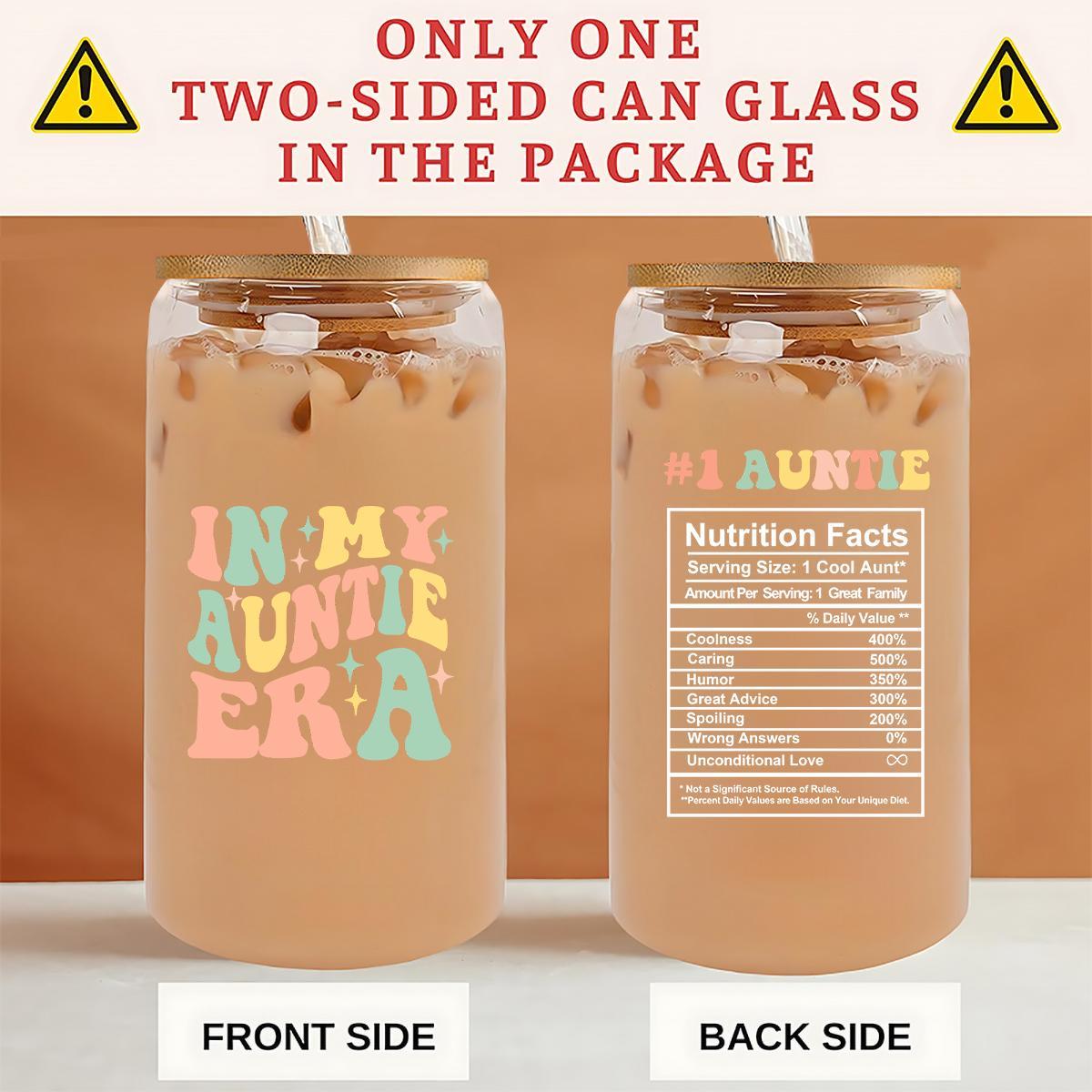 Portable 16oz Glass Cup with Straw & Brush, 1 Count Letter Pattern Coffee Cup, Drinking Cup for Home Office Use, Gift for Aunt, Birthday Gift, Tumbler Serving, Mom Tumbler, Kitchenware