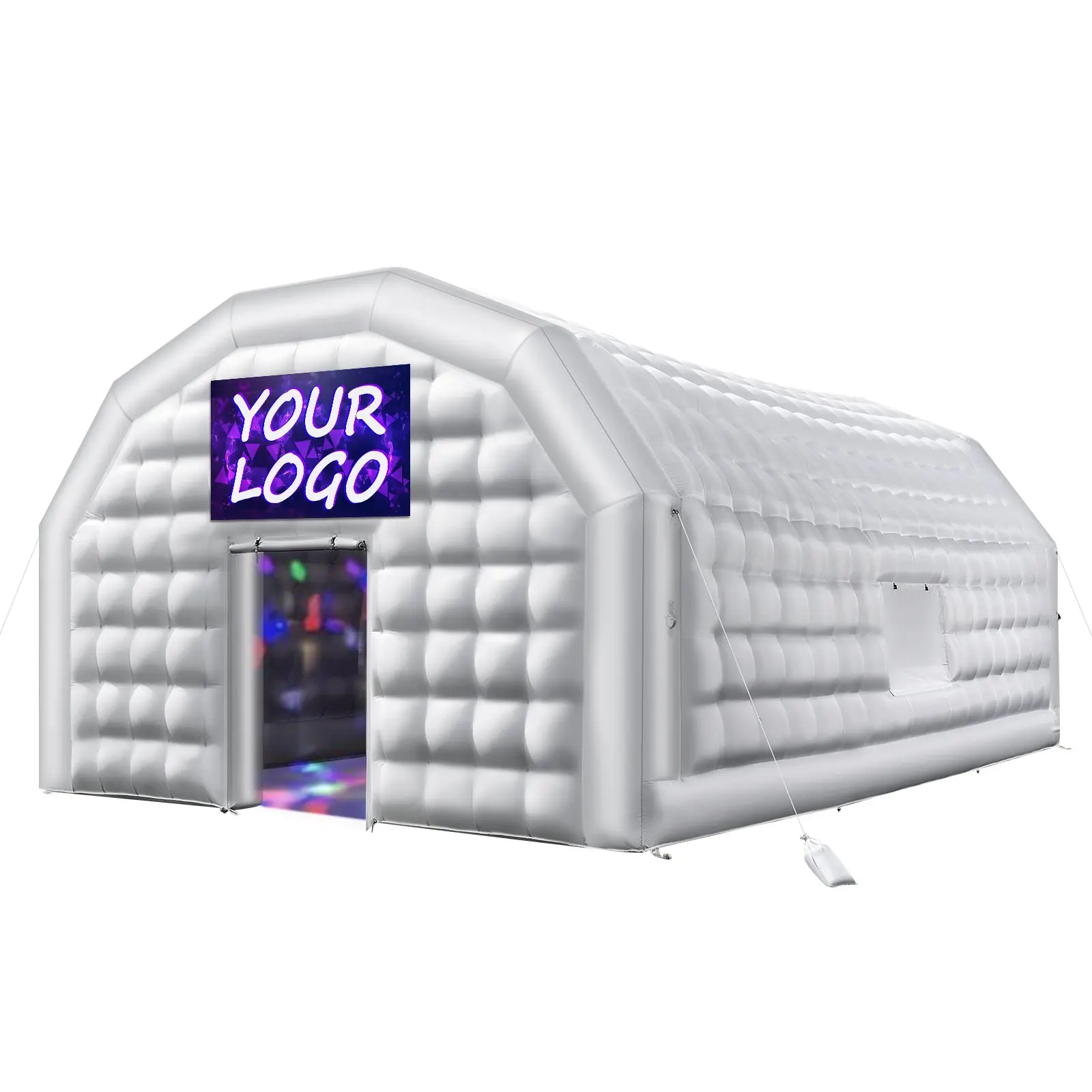 【DealsForYouDays】VEVOR Inflatable Nightclub Party Tents, 29.5x19.7x13.1 ft Air Cube House with 1100W Blower, Sandbag & 2 Windows, for Event, Birthday, White, Party Tents Inflatable