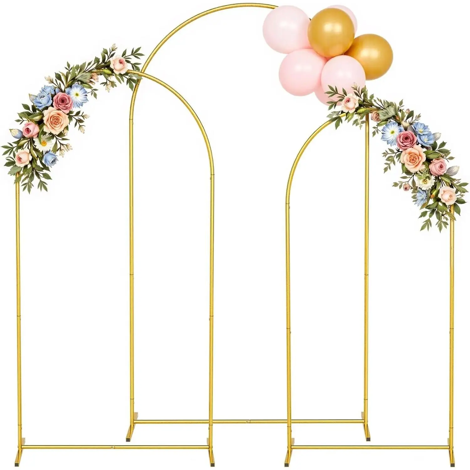 Arch Backdrop Stand Set of 3 (7.2FT, 6.6FT, 6FT), Metal Round Arched Frame for Birthday Wedding Party  Shower Photography Garden Decoration,