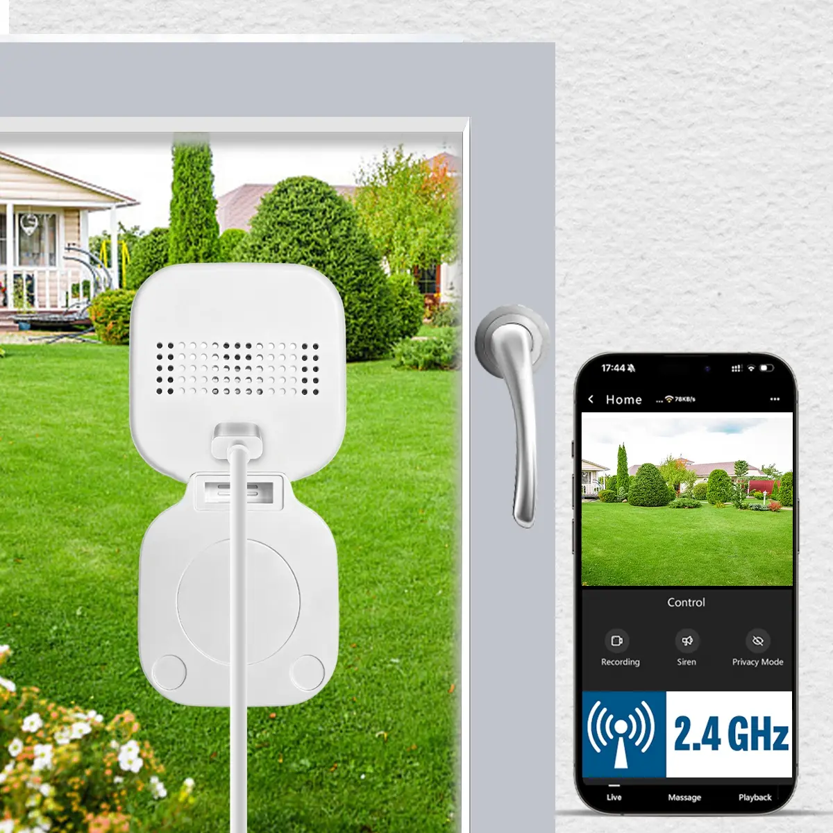 HD Window Camera with 2.4GHz WiFi, Home Security Camera Person Detection, Night Vision,Two-Way Audio, Phone App Control, Capable of Alarming, Support Cloud Storage, 24/7 Recording for Apartments, Homes and Offices