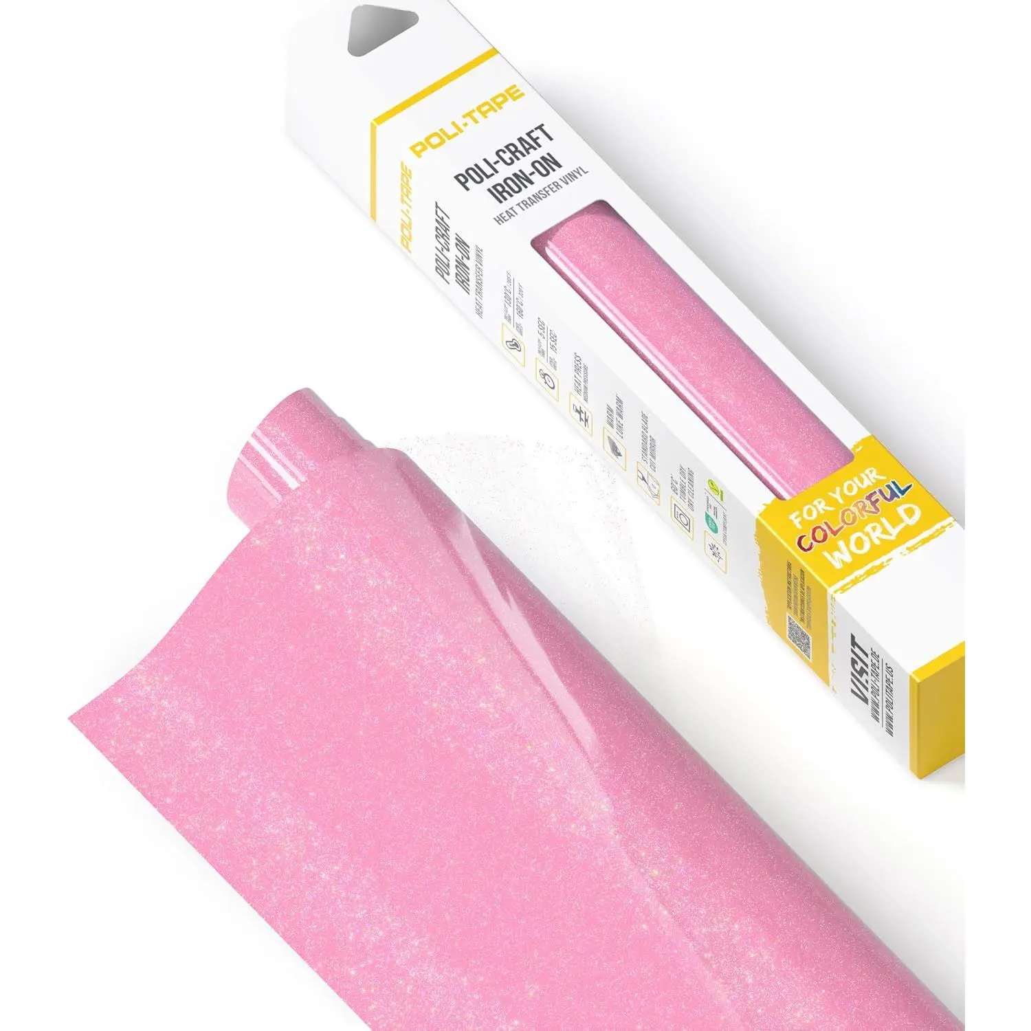 Poli-Flex®  Glitter® - Heat Transfer Vinyl (HTV) - 12 in x 36 in Glitter Iron- Foil - Easy to Cut & Weed - Sparkling Shine for DIY Shirts - Neon