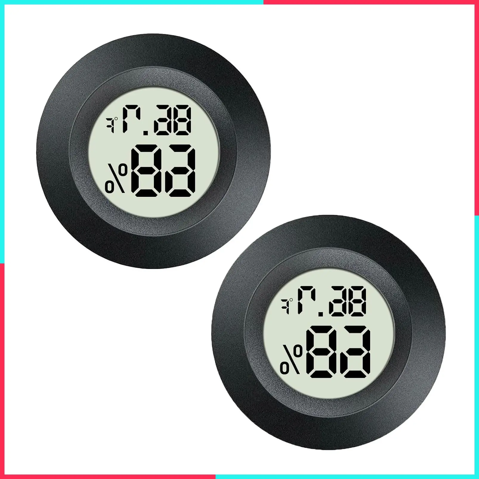 2 Pack Mini Digital Hygrometer Thermometer Indoor Outdoor Humidity Temperature Monitor with LCD Display for Greenhouse Jars Incubators Guitar Case, Fahrenheit or Celsius