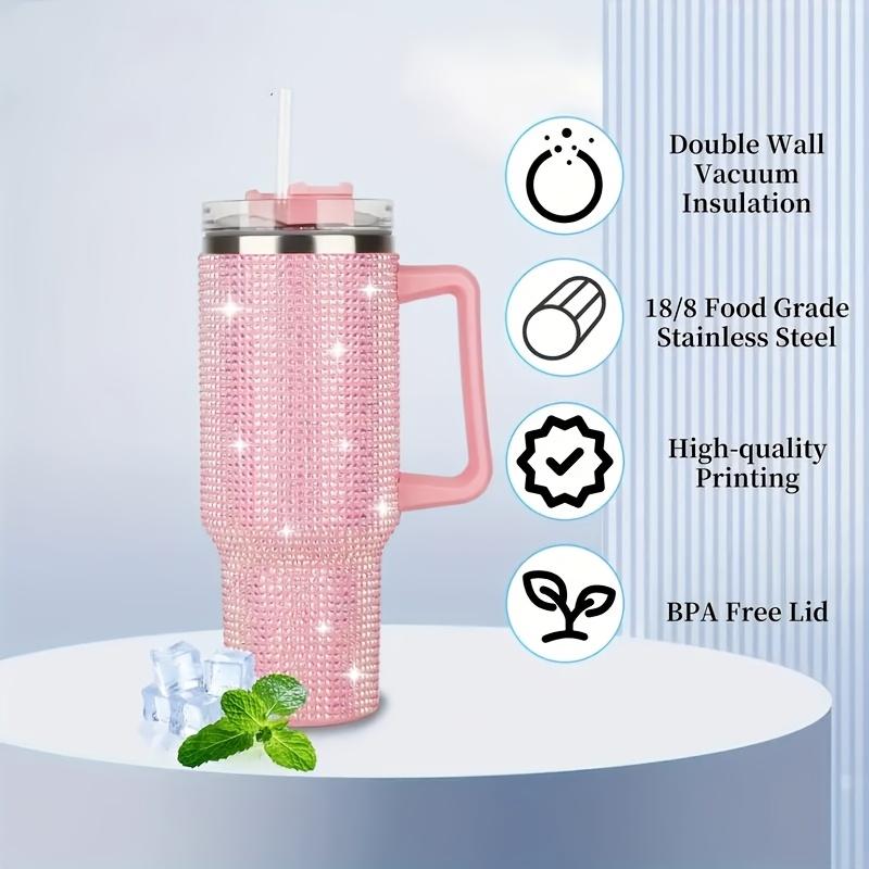 40oz Rhinestone Stainless Steel Insulated Tumbler - Premium Travel Mug for Hot And Cold Drinks - Durable, Reusable, Hand Wash Only, No Electricity Needed, Multipurpose, And Sparkling Diamond Flag Series Design, Birthday Christmas Gifts