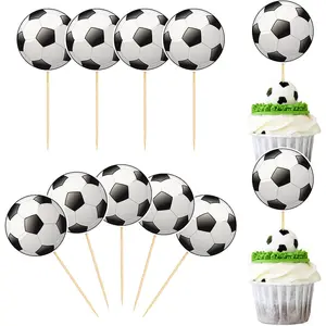 Hooqict 40Pcs Soccer Cupcake Toppers Soccer Ball Birthday Cake Topper Decorations Cupcake Picks for Kids Boys Men Sports Theme Birthday Party Decorations Game Day Party Supplies