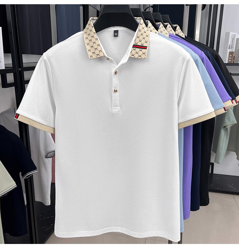 Fashion luxury brand short sleeve polo shirt men new personalized letter color blocked high-end casual breathable lapel T-shirt