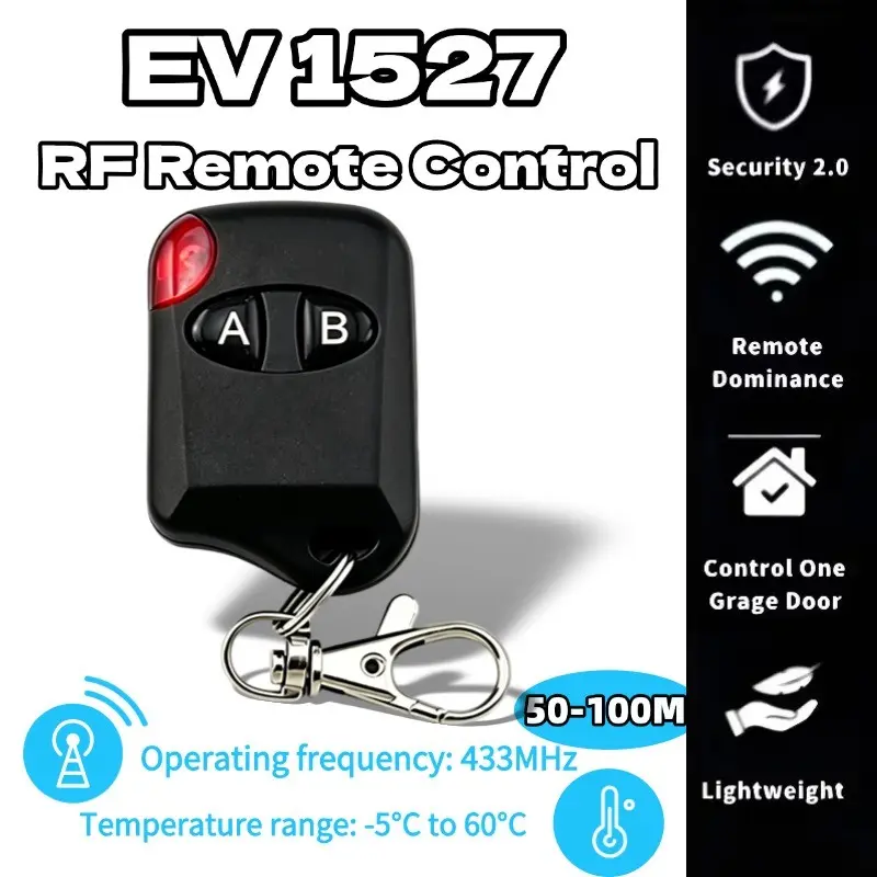 Ev1527 Ab Key Remote Control, 433mhz Universal Wireless RF Remote, Electric Door Garage Opener Learning Code Remote