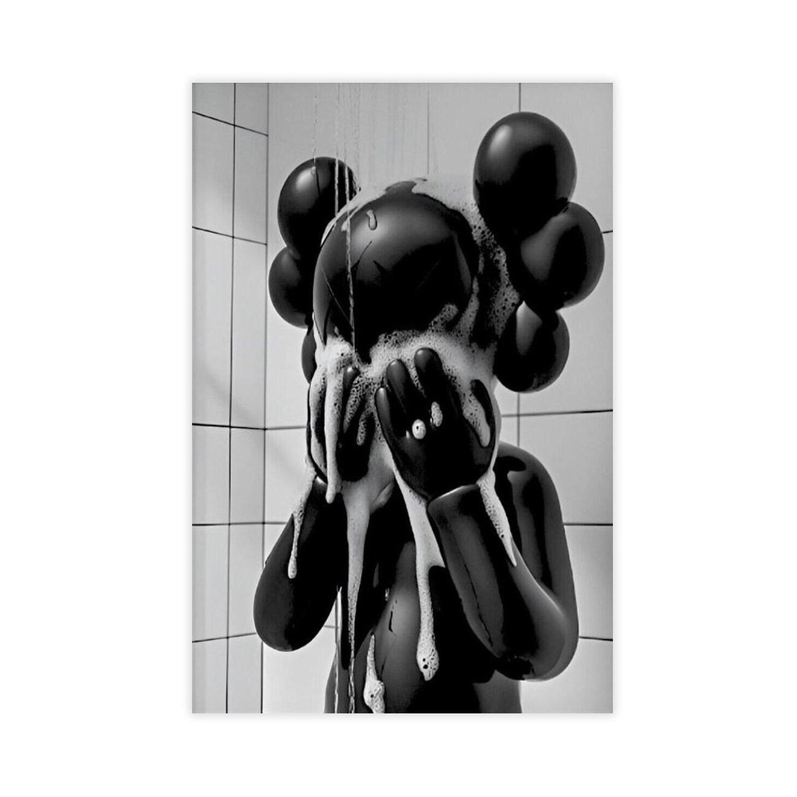 Kaws in Shower Hypbeast Poster - Printable Art for Shower Wall Art, Washroom Wall Decor, Graffiti Kaws Wall Art Gift